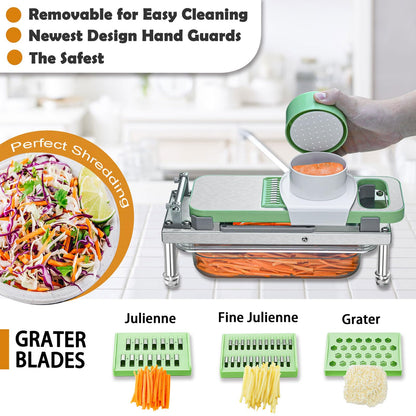 Stainless steel Vegetable Chopper, Veggie Chopper With 8 Blades, Onion Dicer with Container, Food Cutter & Grater Mandoline Slicer