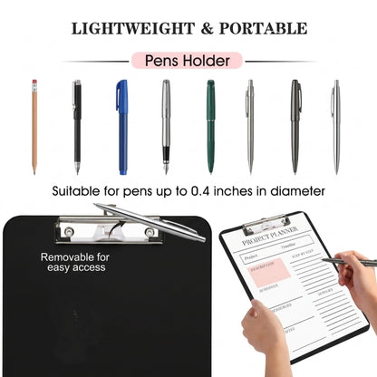 TFDLCG zm Clipboard with Pen Holder,2 Pack Clip Boards 8.5x11 Letter Size A4,Lightweight Plastic Clip Board with Hanging Loop for Women,Nurses,Students,Office,Home,Black Red