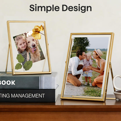 JOJOWISE Gold 4x6 Floating Picture Frame For (2x3'', 3.5x5'', up to 4x6'') Photos, Adjustable TabletopShelf Display Premium Gift picture frame 3.5x5'' for Wedding, Thanksgiving, Christmas Home & Office Décor