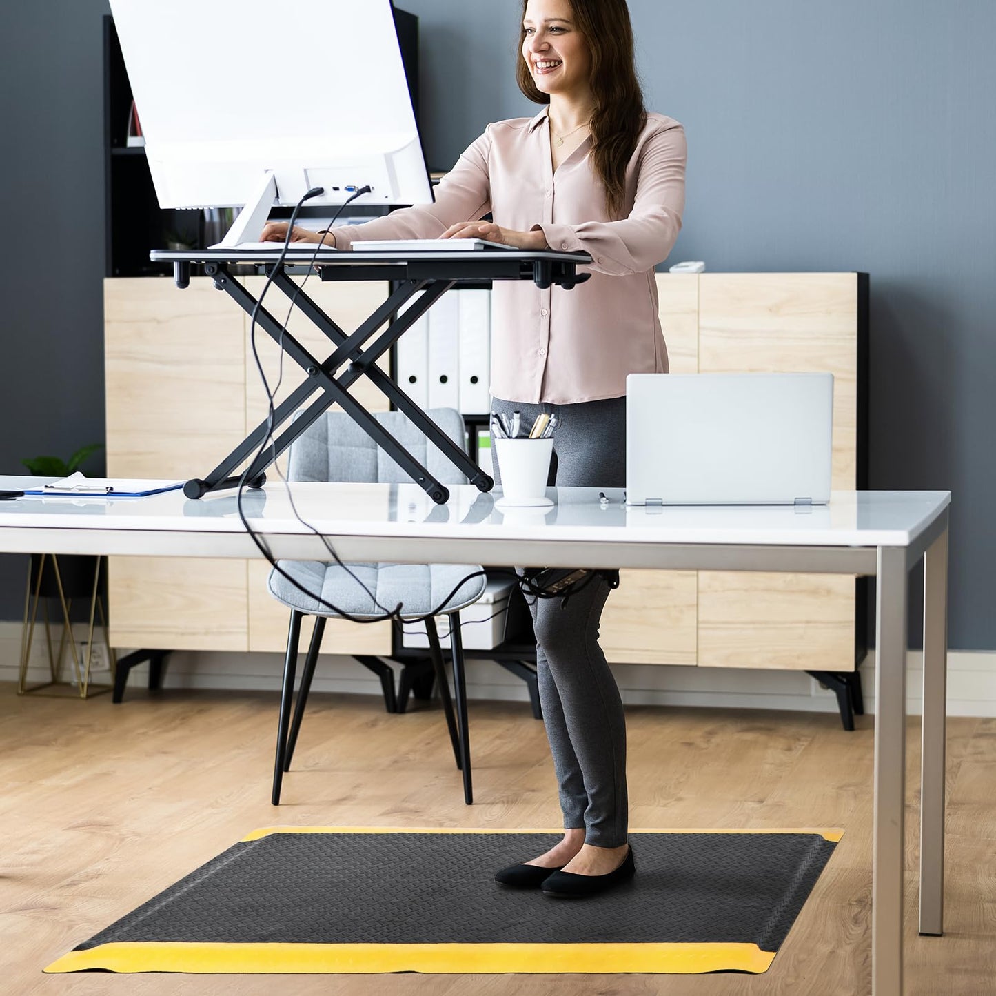 GOOFCXO 3 x 6 FT Anti Fatigue Mats Industrial 15/16 Inch Thick Soft Sponge Ergonomic Mat Durable Heavy Duty Diamond Plate for Standing Non Slip Industrial Grade Floor Mat for Leg & Back Pain