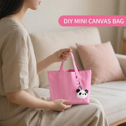 KIDJFGG 1 Pack Small Canvas Tote Bag, Mini Totes Bags Bulk for Women, DIY Blank Reusable Cute Sublimation Tote Bag with Handles & D Ring for Party Favors, Wedding Gifts & Mother's Days (Pink)