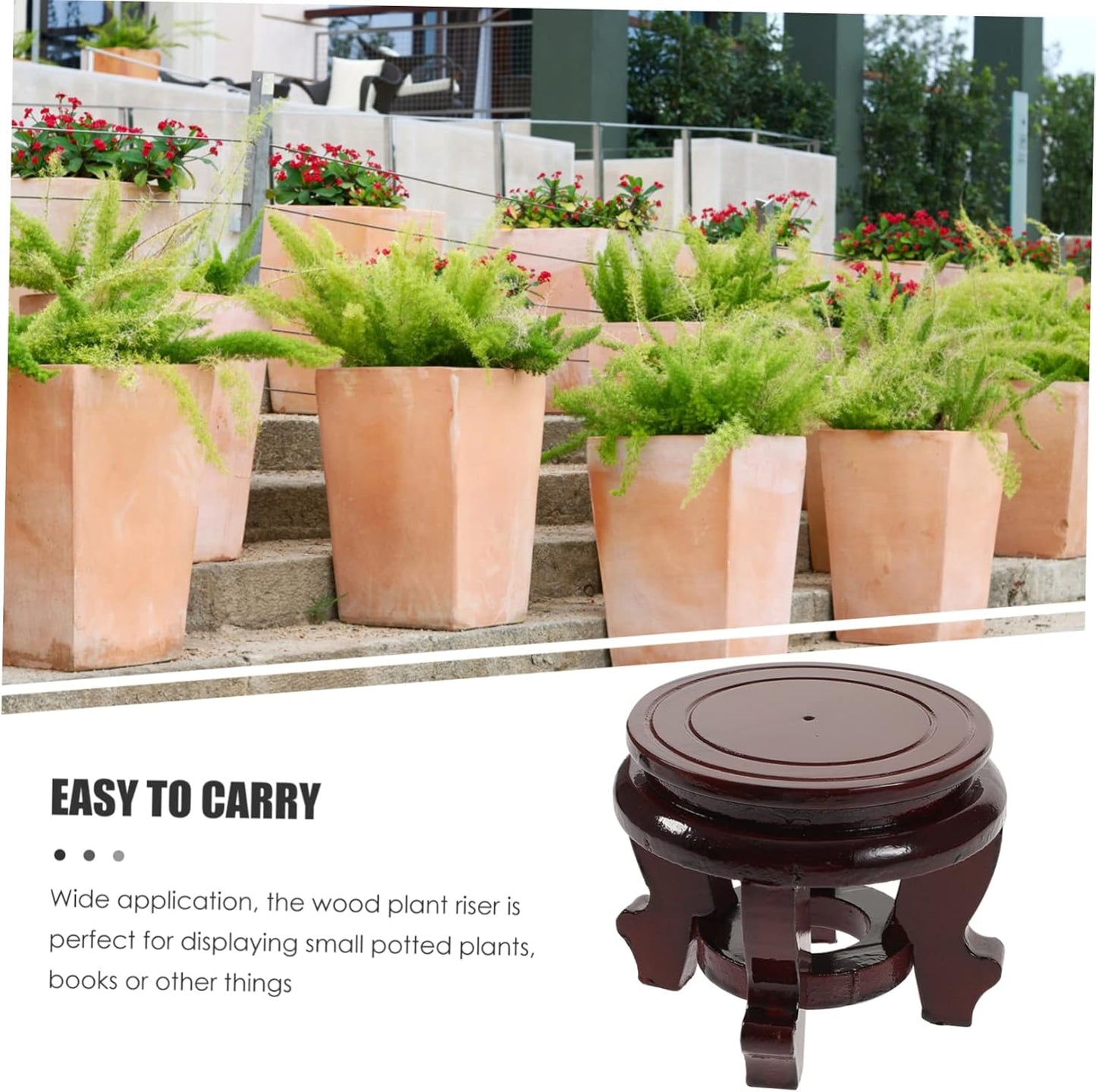 Wooden Flower Pot Base, Asian Wooden Vase Stand, Mini Bonsai Storage Rack for Potted Plants