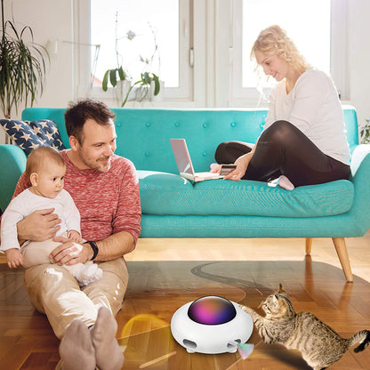 UFO Interactive Cat Toy, Ambush Electronic Cat Toy with Rotating Feather, Automatic Cat Toys Fun Smart Teaser Toy, Exercise Entertainment for Indoor Cats Kitty Catching Training Hunting, Auto On/Off