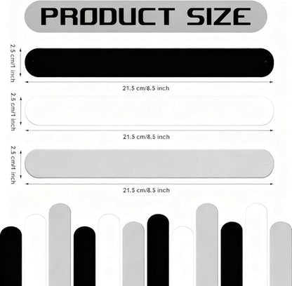 Charniol Wrapping Paper Roll Holder - 12-Piece Silicone Covered Metal Strips | 1 x 9 Inch Stabilizer (Black, White, Gray)