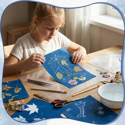 Cyanotype Kit with 50 Sheets Sun Print Paper & Acrylic Panel, Solar Printing Art Supplies for Nature Crafts, DIY Projects , Photography, Ideal for Arts Crafts, Gift