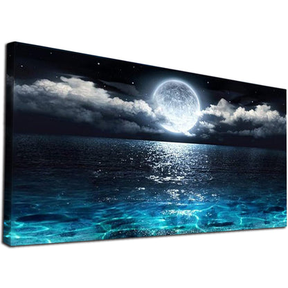 JATOK Large Diamond Painting Kits for Adults (31.5 x 15.7 inch) DIY 5D Sea Moon Full Round Drill Crystal Rhinestone Embroidery Pictures Arts Paint by Number Diamond Art Kits for Home Wall Decor