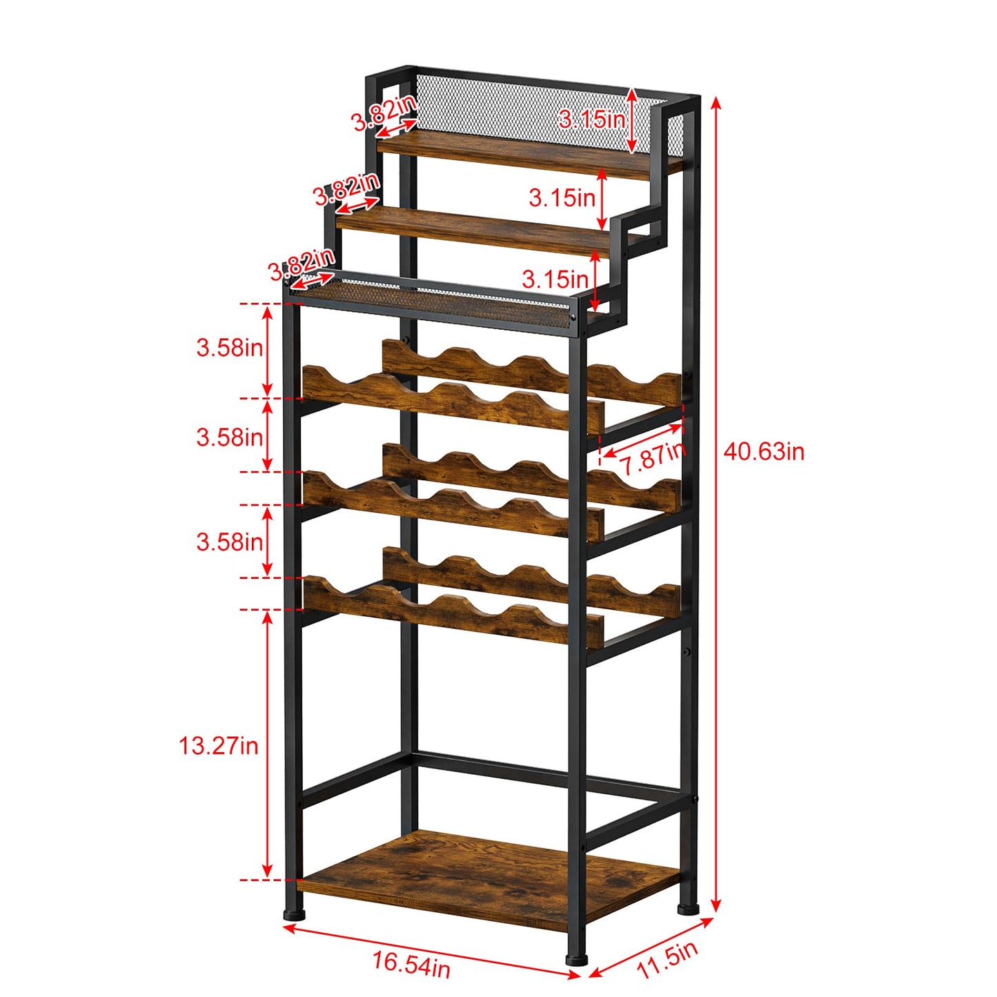 Tiered Wine Rack and Liquor Cabinet, Large Capacity Freestanding Floor Wine Storage Shelf for Red Wine, Champagne & Whiskey, Stepped Bottle Display Stand for Home Bar, Living Room, Corner, Dining Room