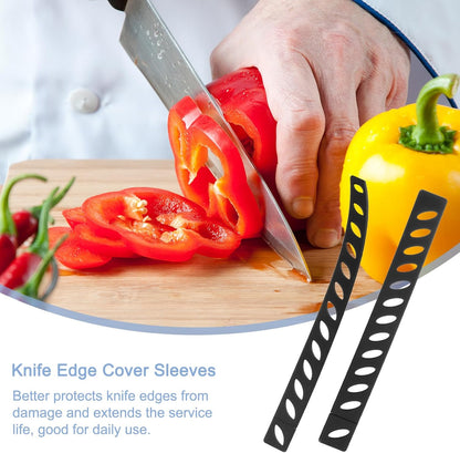 uxcell 30Pcs Knife Edge Guards, Universal Blade Covers Plastic Knife Sheath for Kitchen, Black