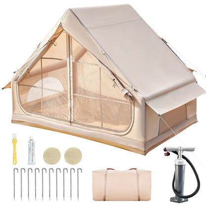 Inflatable Tent, 2-6 Person Glamping Camping Tent, 300D Oxford Waterproof UV Protection Windproof 60s Setup, Large Outdoor Sun Shelter with Air Pump & Storage Bag for Picnicking, Beach, Park, Festival