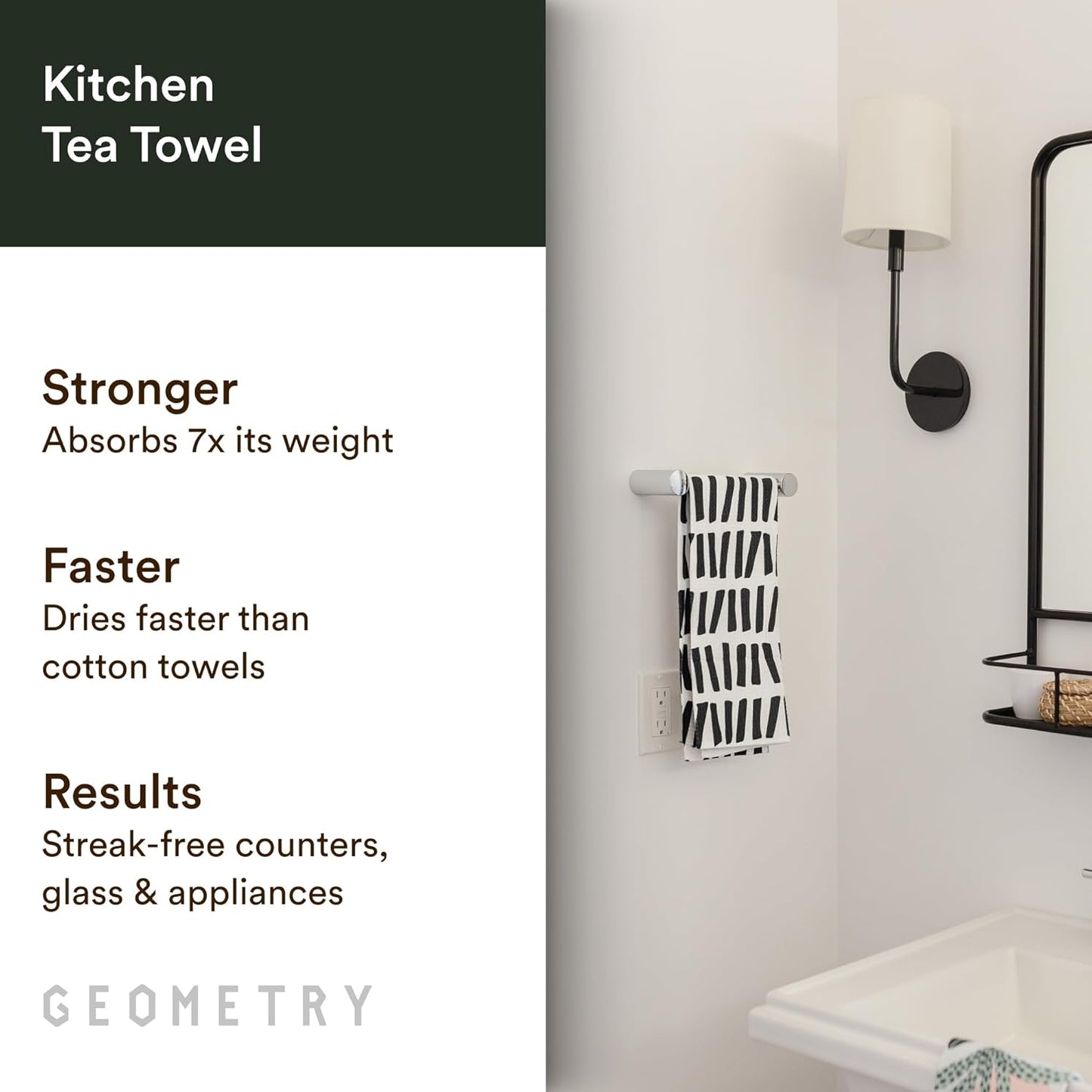 18" 30" 1 Pack GEOMETRY Kitchen Tea Towels - Quick Dry Microfiber Dish Towels for Kitchen All Lined Up, x