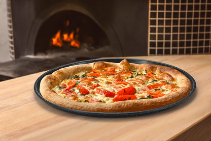 Monfish 14 inch Pizza Pan with holes 2 pack perforated huge Pizza Tray Carbon Steel Crisper Pan Non stick Pizza pan for oven