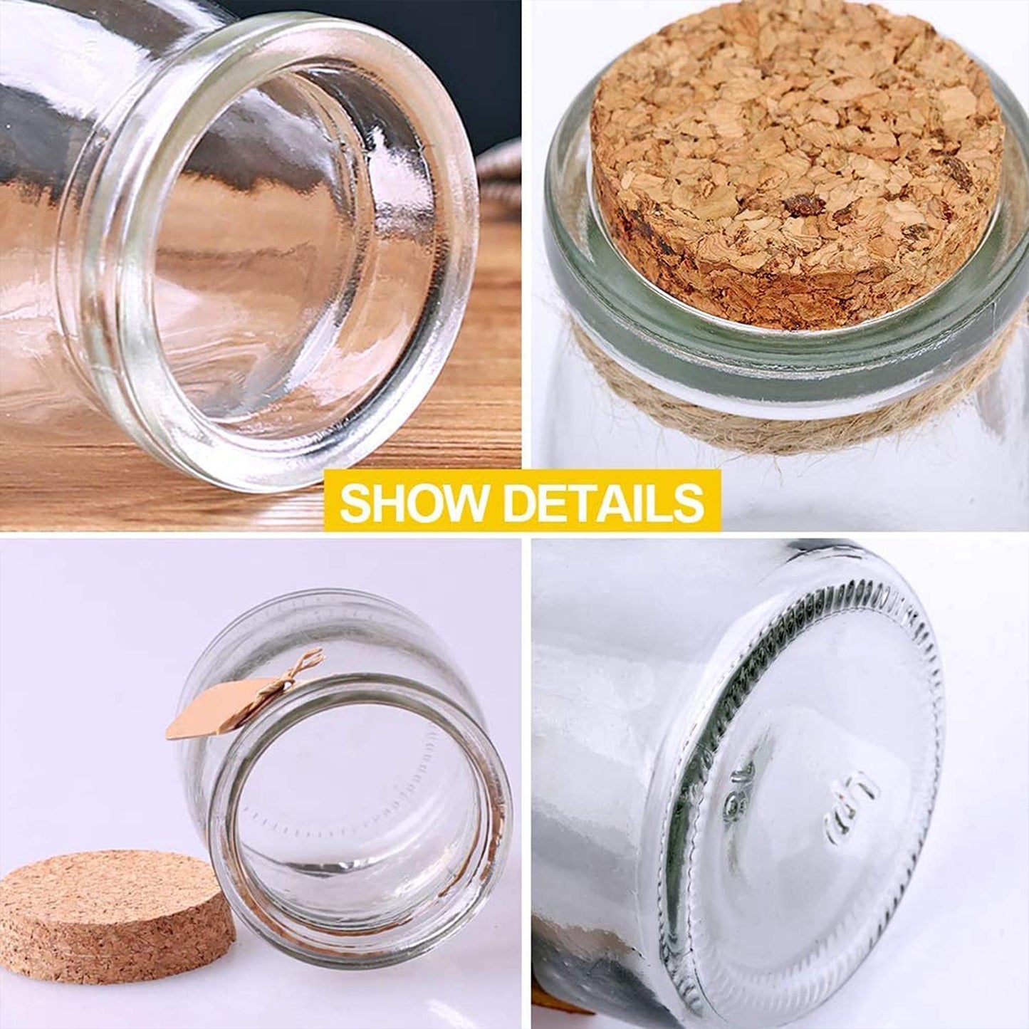 Ufrount Small Glass Decorative Bottles With Cork Lids,3.4oz Mini Yogurt Mason Jar,Set of 40,Great for Wedding Favor,DIY Projects.