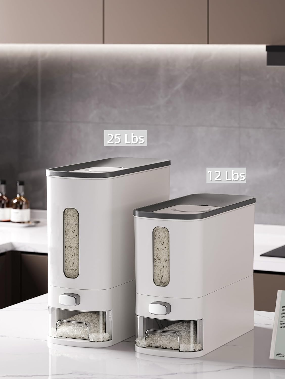 12 Lbs,Large IEEK Rice Dispenser Cereal Dry Food Storage Containers Rice Storage Container Sealed Moisture Proof