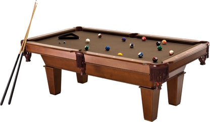 Fat Cat Frisco 7.5 Foot Pool Table, Billiard Table with Accuslate Surface, K66 Bumpers, Oak Finish, Includes Cues and Balls