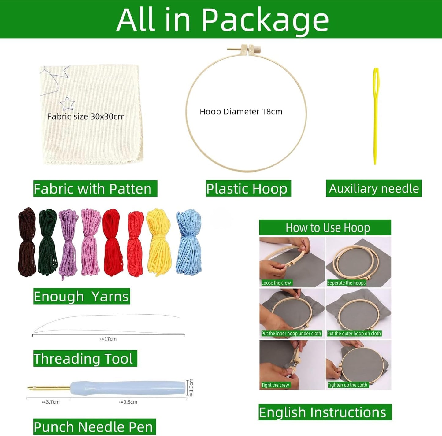 Punch Needle Kit for Beginners, Punch Stitching Kit for Adults, Needle Punch Kits for Adults with Fox and Moon Design, Ideal for DIY Crafts, Embroidery, and Gifts for All Ages