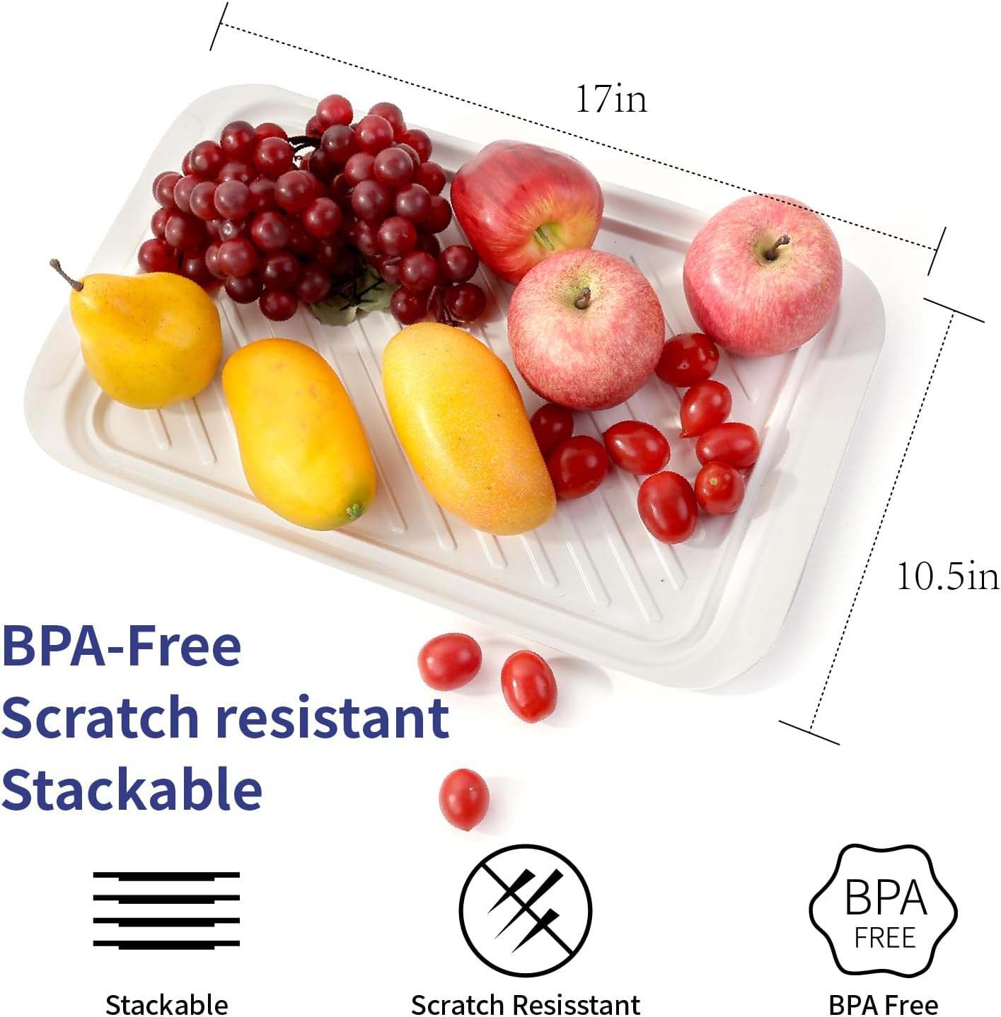 TP Serving Trays with Handles, Set of 2 Melamine Grill Prep and Serving Platters for Outdoor, Parties, and BBQ