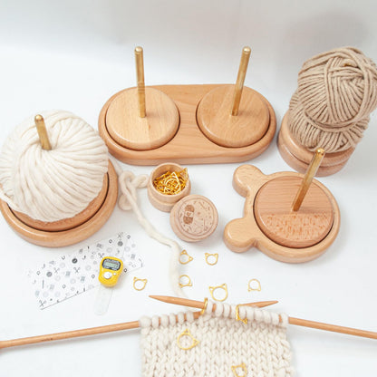 RoseFlower Wooden Yarn Holder Spinner for Crocheting, Yarnball Winder for Knitting, Thread Holder, Knitting Crocheting Accessory Gift, Cute Bear Shape Yarn Spinner Dispenser