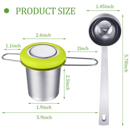 2 Pieces Tea Infusers Stainless Steel Strainer Folding Handle Filter Extra Filter Fine Mesh Strainer Brewing Basket with Lid for Loose Leaf Tea