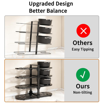 Fovkdcvw Adjustable Heavy Duty Pots and Pans Organizer Under Cabinet, 8-Tier Pot and Pan Organizers Inside Cabinet, Kitchen Cabinet Organizers and Storage, Black