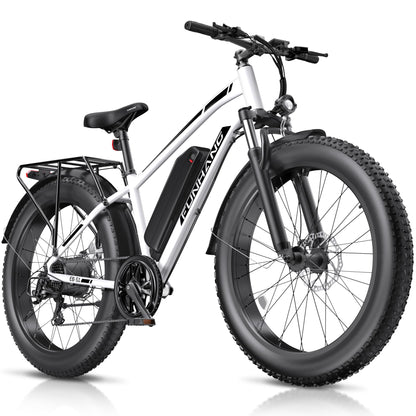 Funhang Electric Bike for Adults, 1000W Peak Ebike, 20MPH 60Miles Electric Mountain Bike, 26" Fat Tire Electric Bicycle with 48V 13AH Battery, Front Suspension,7 Speed, Rear Rack, UL 2849 Certified