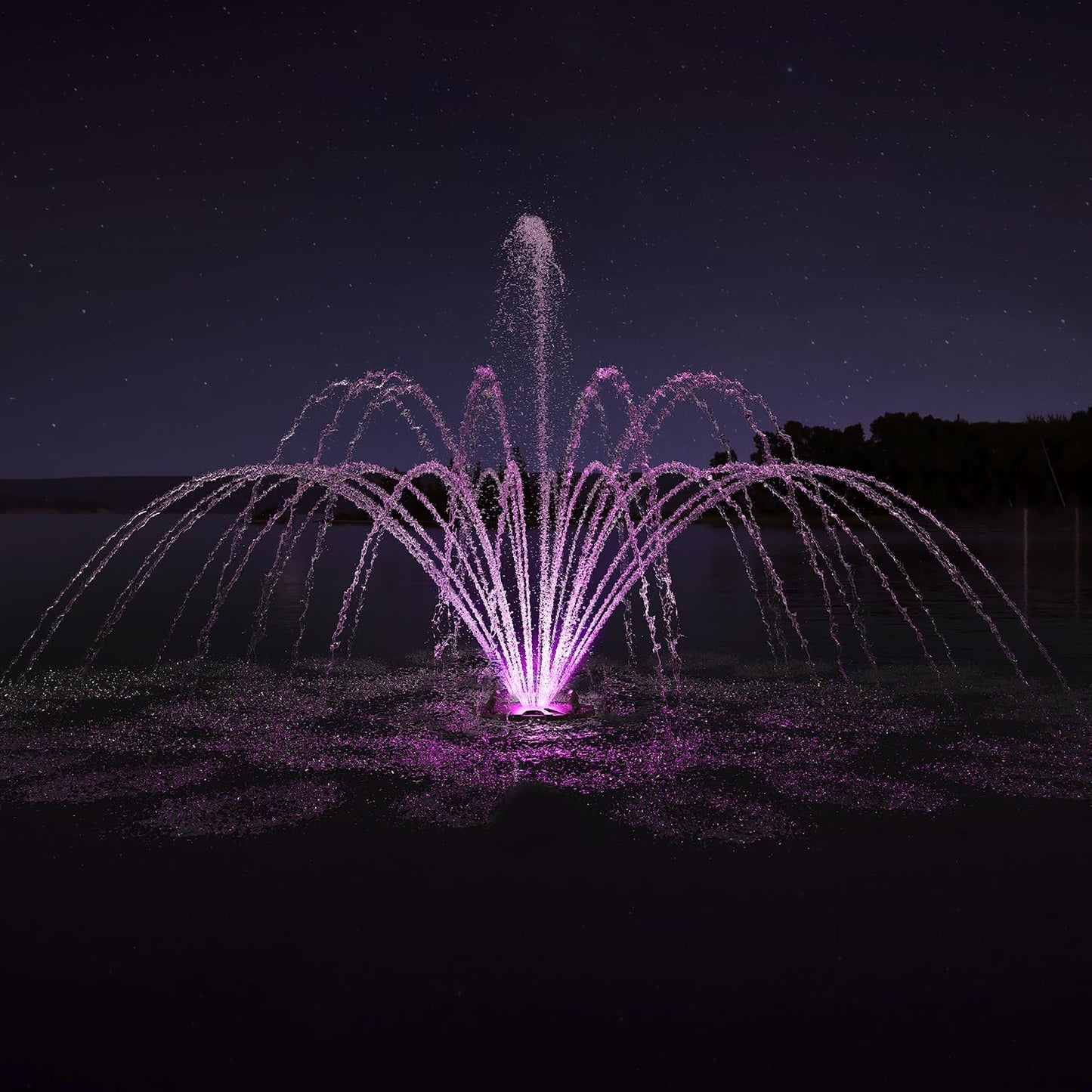 FS02 110V, 1/2 HP, Large Pond Floating Fountain with LED RGB Lights, Oil Free Pump 9000 GPH with 100’ Cord, Two Spray Patterns Included