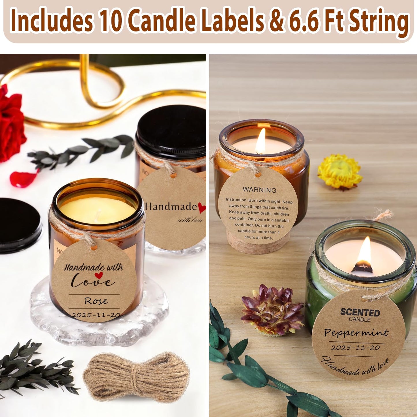 130 Pcs Candle Wicks for Candle Making Kit: 100 Cotton & 30 Wood Wicks with Complete Tool Set (Wick Holders, Wick Stickers, Candle Tabs, Tweezers, Pen), for Soy Beeswax DIY Candles