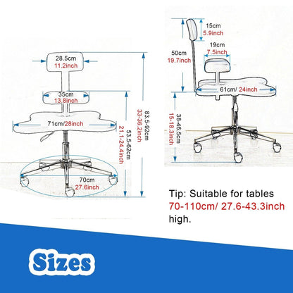 Adjustable Kneeling Office Chair with Support, Ergonomic Meditation Desk Chair for Neck & Pain Relief, Caster Rolling Chair(White)