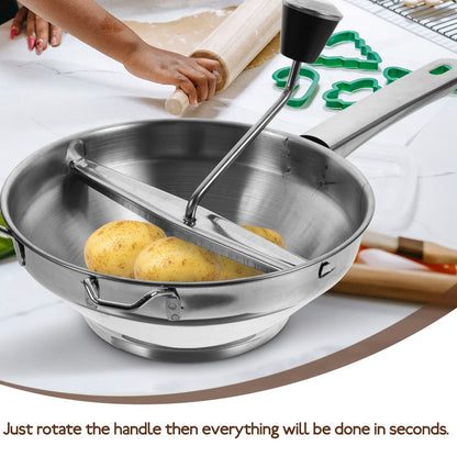Lurrose Manual Potato Presser Stainless Steel Ricer for Home Kitchen - Easy Crank Potato Masher for Mashed Potatoes Sweet Potatoes Squash and Vegetables - Aluminum Alloy 13.77X7.59X2.75 Inch