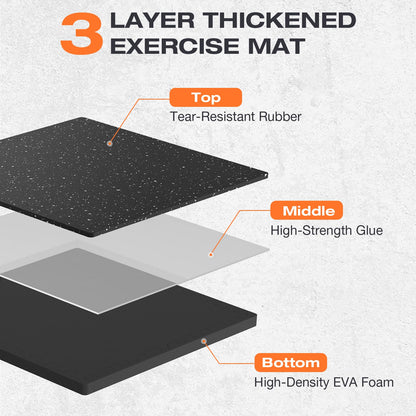FLEXLIFT 0.56'' Thick 24 Pcs 96 Sq Ft Non-Slip Rubber Top Exercise Equipment Mats, High Density EVA Foam Mats with Rubber Top, Interlocking Puzzle Gym Flooring for Home Gym, Workout Floor Mats, Black