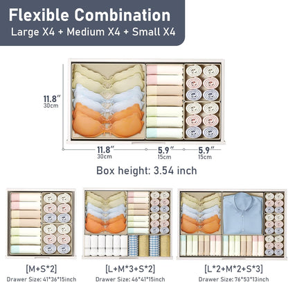 12 Pack Closet DIMJ Drawer Organizer Clothes, Dresser Organizer, Foldable Organizers and Storage, Fabric Dresser Bins