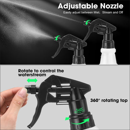 Eccliy 12 Pcs 16 Oz Plastic Spray Bottle, Adjustable Empty Reusable Sprayer for Cleaning, Planting, Water, Bathroom and Kitchen, BBQ, Commercial and Residential (Original,Black)