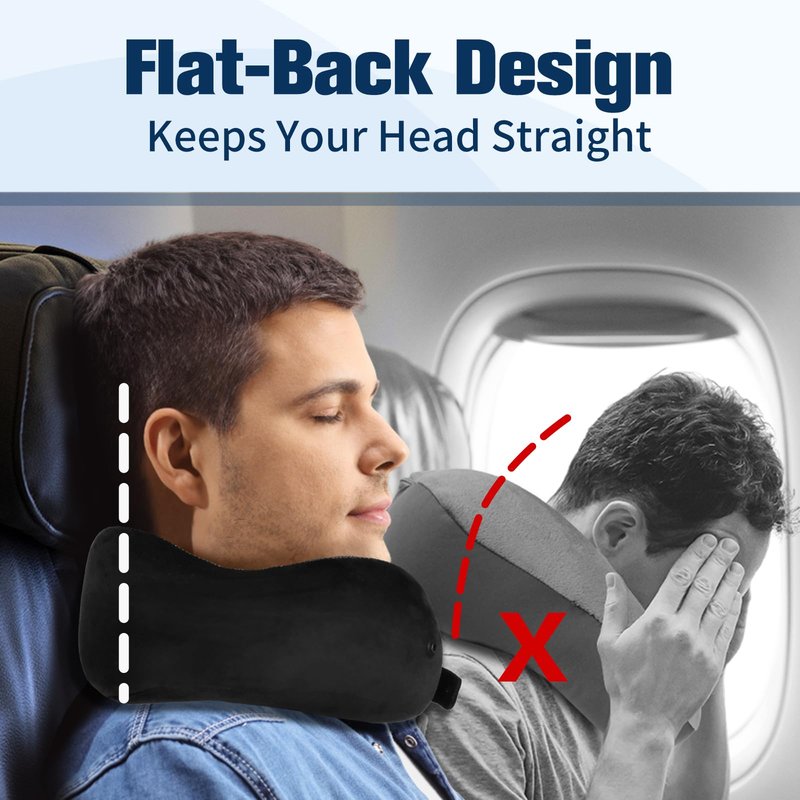Cirorld Neck Pillow for Traveling, Travel Pillows for Airplanes,100% Pure Memory Foam Travel Neck Pillow, Adjustable Flight Pillow, Portable Plane Accessories with Eye Mask, Earplugs, Carry Bag