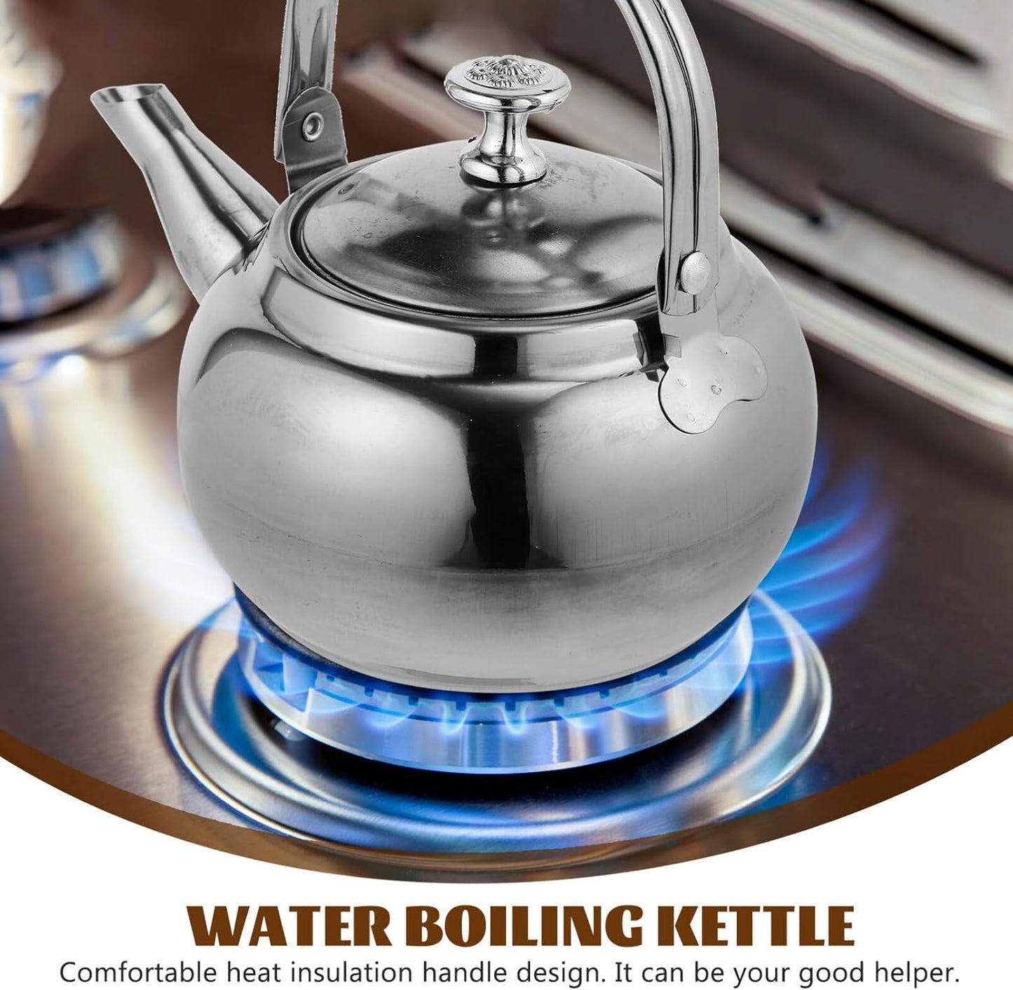 BESTonZON Whistling Tea Kettle - 14cm Stainless Steel Water Boiler with Infuser for Induction and Gas Stove