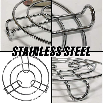 Iron Stand | Stainless Steel Trivet | Round Steamer Rack for Kitchen | Heat Resistant Hot Plate Holder | Pack of 2