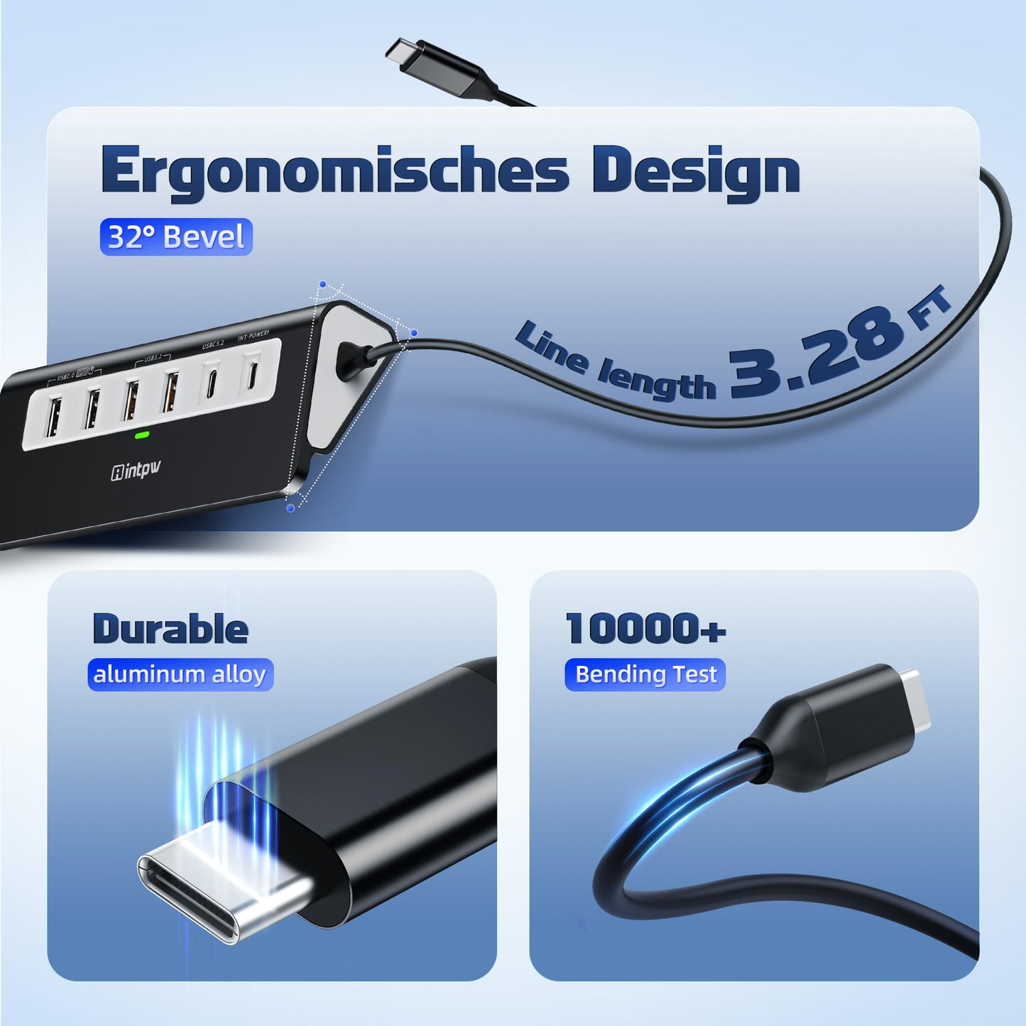 USB C Hub 10Gbps, 9-in-1 USB 3.2 Hub with 4K@60Hz HDMI, Type-C 3.2, 2 USB-A 3.2, 2 USB-A 2.0, PD 100W, SD/TF Slot, Aluminum USB Hub for Laptop, iPhone 16/15 Series, MacBook Air/Pro and More