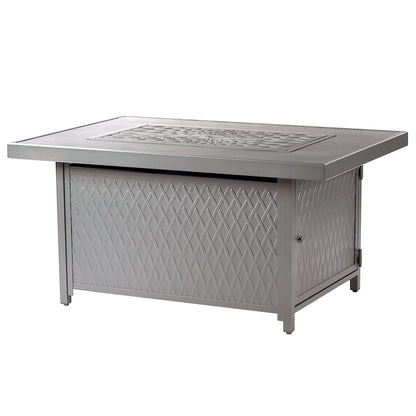 Oakland Living Rectangular 48 in. x 36 in. Aluminum Propane Fire Pit Table, Glass Beads, Two Covers, Lid, 57,000 BTUs in Grey Finish