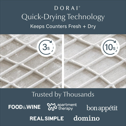 Dorai Home Collapsible Dish Drying Rack with Stone Dish Pad - Kitchen Counter Set with Diatomaceous Earth Stone Dish Mat for Quick Drying - Space-Saving Design - Original 19.9"x15.2", Sandstone