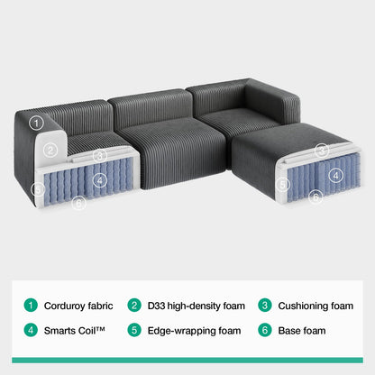 Novilla 141" Modular Sectional Sofa, Modern Cloud Sectional Couch with Smarts Coil® Support, U-Shape Boneless Couch for Living Room Apartments, No Assembly Required, Dark Gray (4 Seat w/ 2 Ottoman)