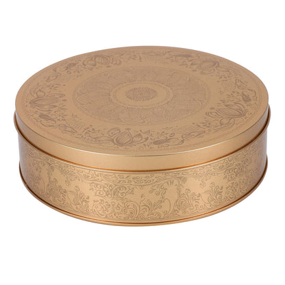 Amosfun Cookie Tin with Lid - 6.6 Inch Round Tinplate Treat Boxes Decorative Cake Pan Candy Snack Chocolate Patisseries Storage Container