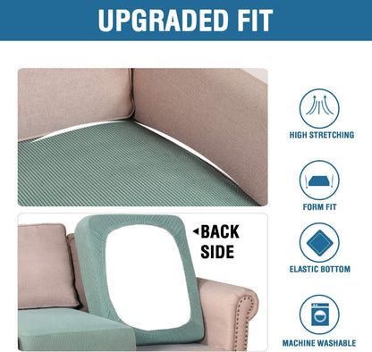 Super Stretch Individual Seat Cushion Covers, Thick Jacquard Textured Twill Fabric Slipcover Sets for Loveseat (2)