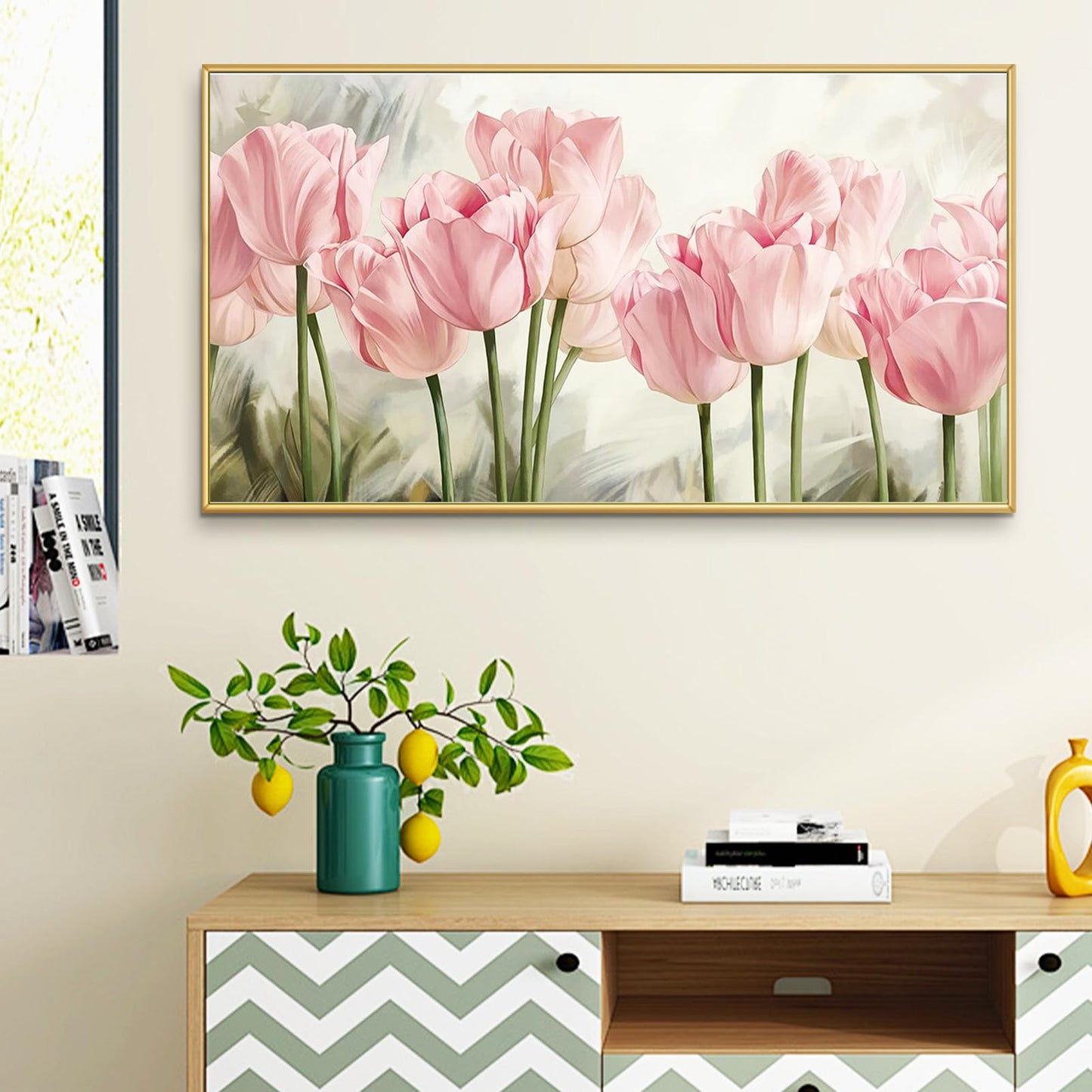 YALKIN Square 5D Diamond Painting Kits for Adults, Large Tulip Flowers Diamond Art Kits Full Drill Diamond Painting Kit for Adult Beginners, DIY Picture Art for Home Wall Decor 40x70CM/15.8x27.6in