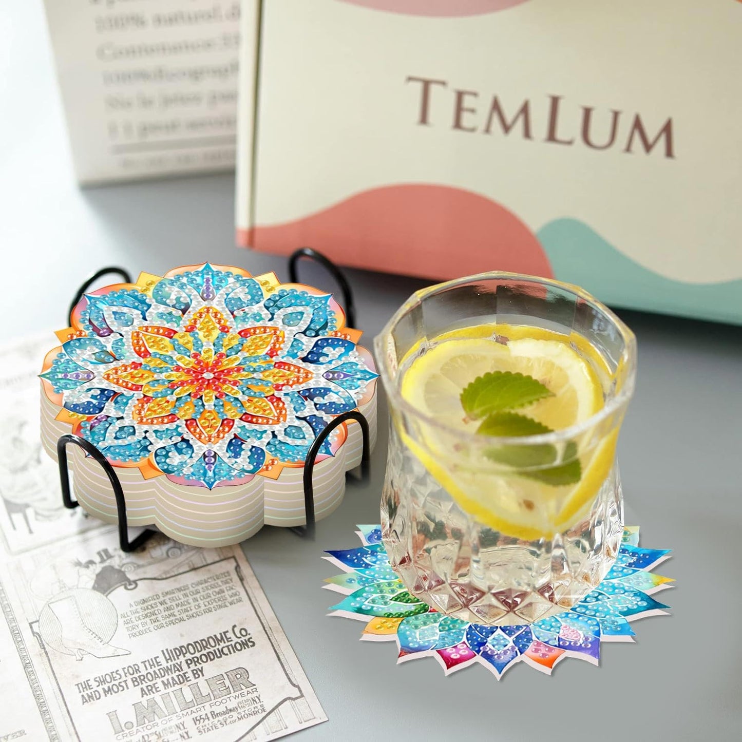 8 PCS Succulent Diamond Art Coasters with Holder, DIY Flowers Diamond Painting Coasters Kits for Adults, Non Slip Hardwood Bases Plants Mosaic Dot Painting Coaster Gift Set for Beginners 4x4 Inch