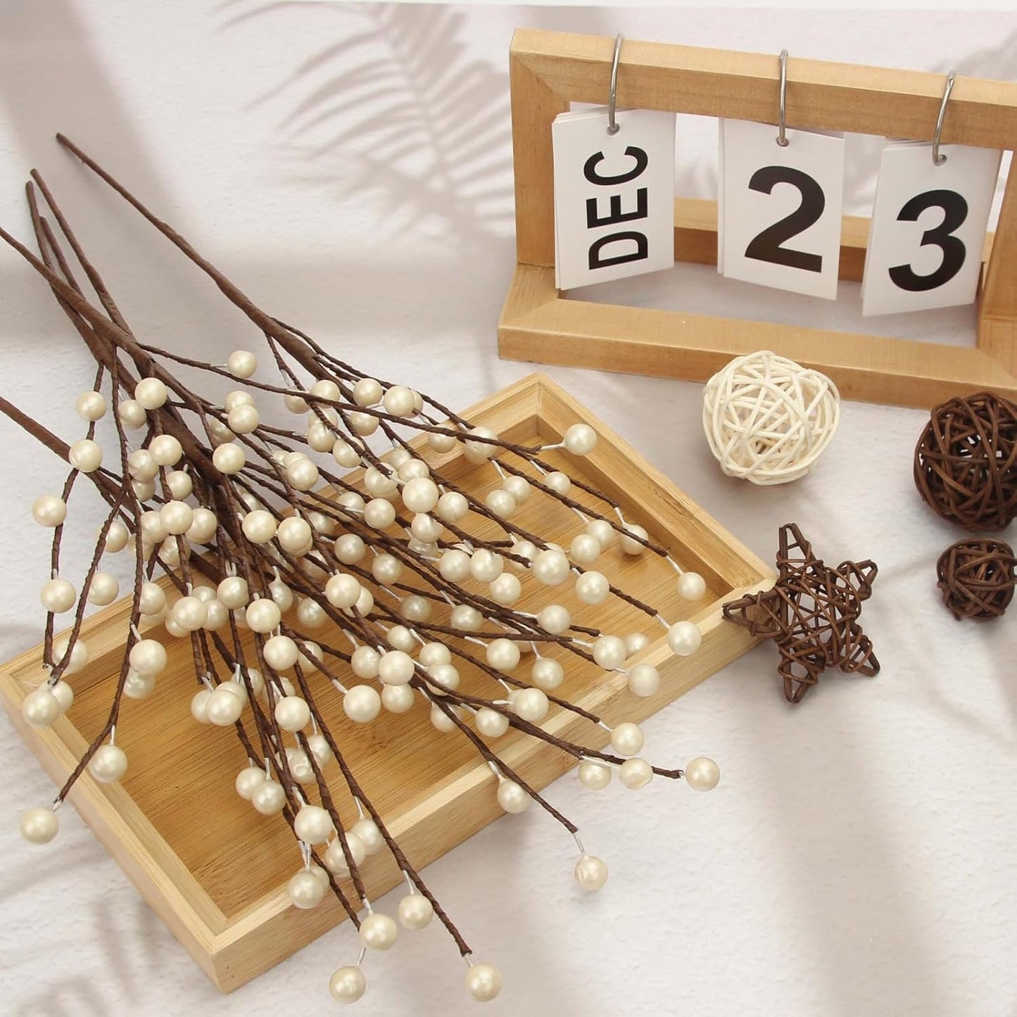 12Pcs NBGV Winter Decorations Artificial Berry Stems White Berry Picks for Christmas Holiday Flower Arrangements Home