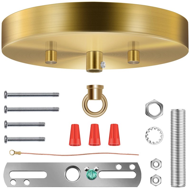 MAYOMAJO 6 Inches Light Canopy Kit with Heavy Duty Replacement Ceiling Cover Plate & Mounting Hardware for Lighting Fixtures Chandelier Pendant Lamp or DIY Project (Brass)