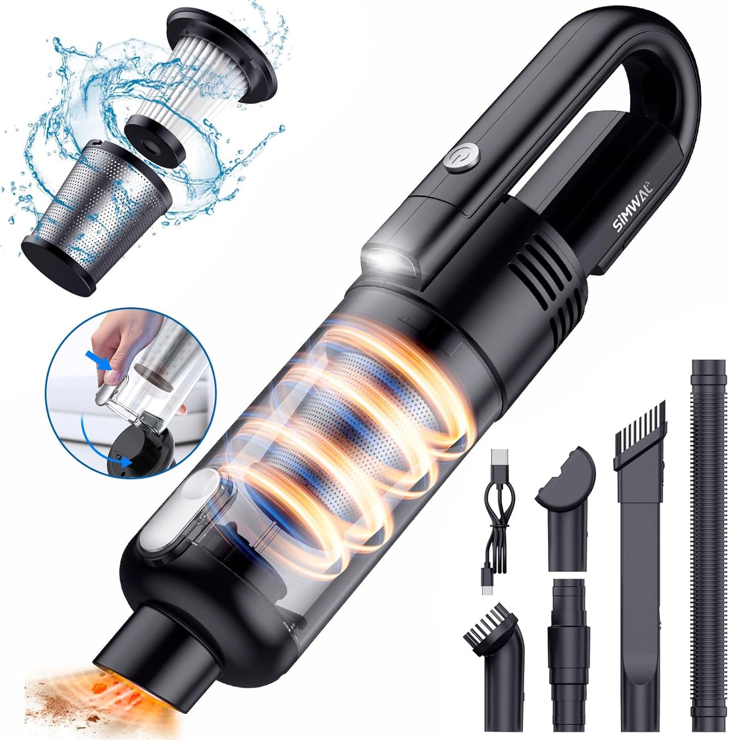 Handheld Car Vacuum Cleaner Cordless, 9500PA Powerful Suction, Lightweight Wireless Mini Vacuum with LED Light for