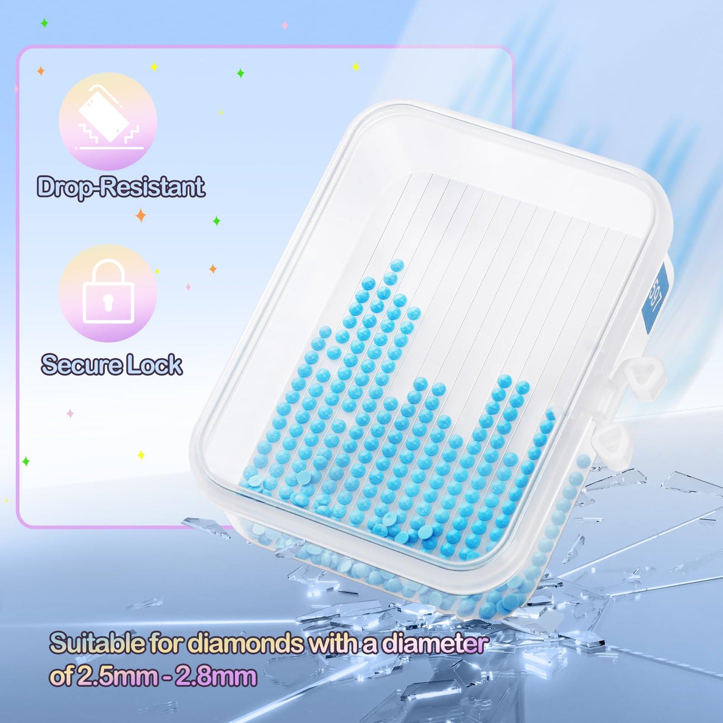 Glotrove Diamond Art Storage Containers Trays, 45pcs Diamond Painting Trays with Lids, 2-in-1 Beads, Gems & Drills Storage and Line-Up Accessories for Diamond Painting