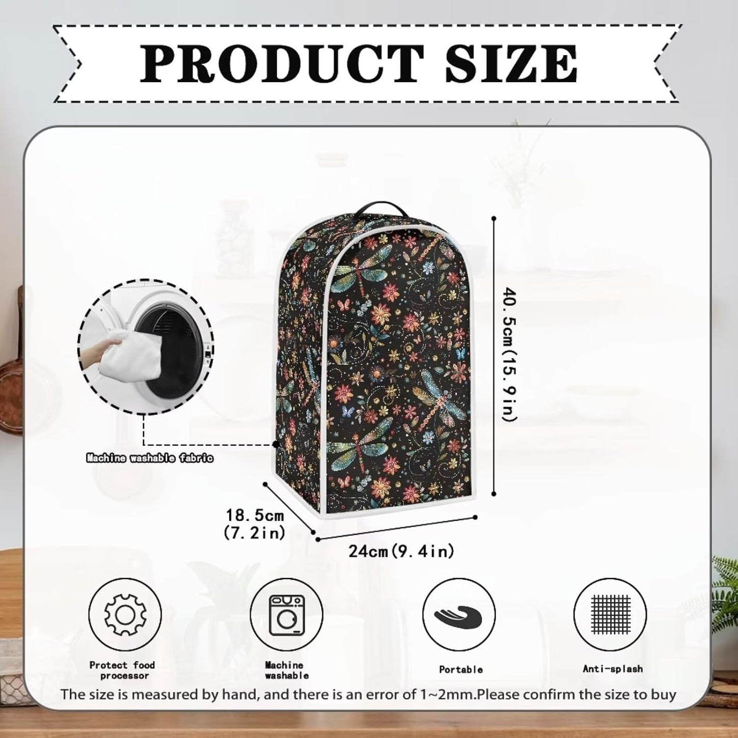 Floral Dragonfly Kitchen Appliance Cover, Anti-Fingerprint Fabric, Stand Mixer or Coffee Maker with Top Handle