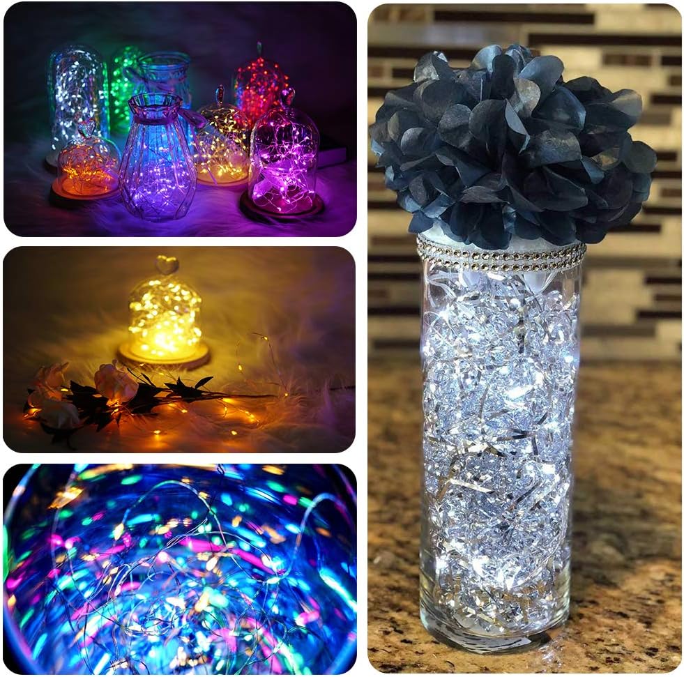 SunKite 8 Colors LED Fairy String Lights, Battery Operated 16 Pack, 20 LED 6.6 Ft Silver Copper Wire