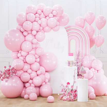 PartyWoo Light Pink Balloon Arch Kit - 155pcs in Various Sizes for Baby Showers & Birthday Parties