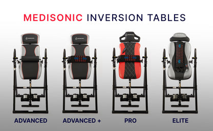 MediSonic Elite Inversion Table with Adjustable & Removable Lumbar Pad, Comfortable Ankle Security Cups, Multiple Inversion Angles, Heavy-Duty Frame, 300 lb Capacity, Blue